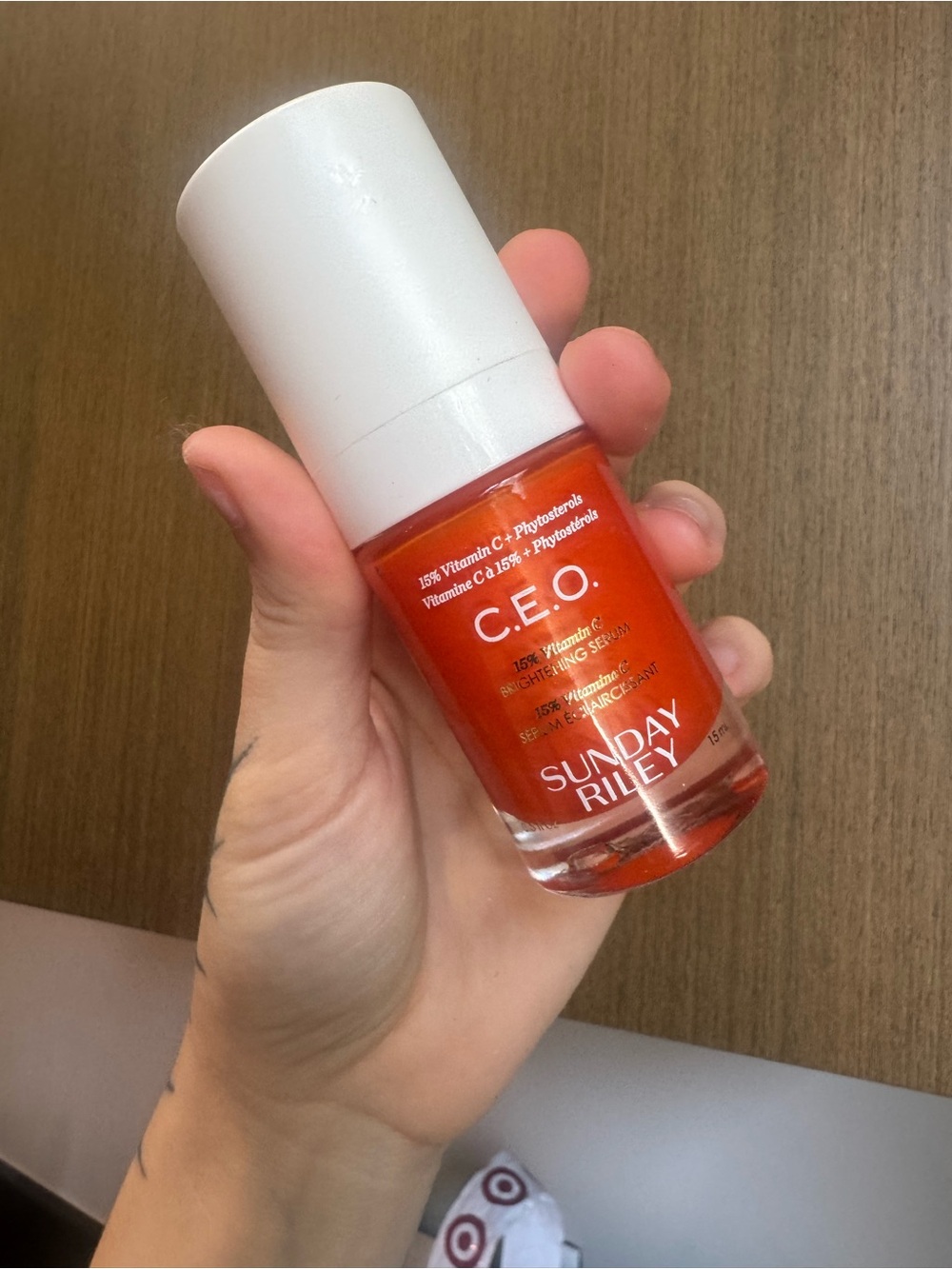 Sunday Riley C.E.O. Brightening Serum in Orange Bottle with White Cap
